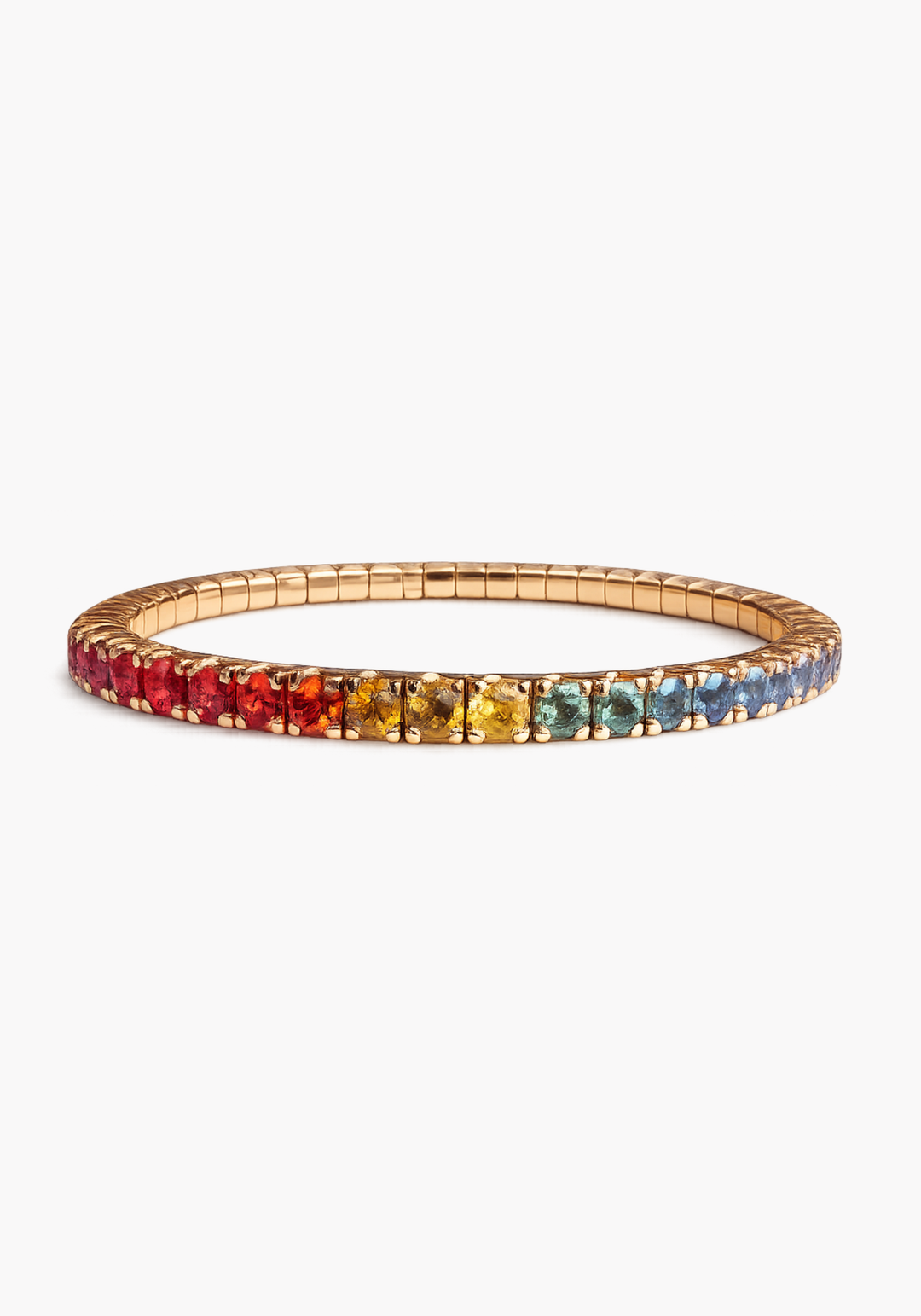 Pink Gold Tennis Bracelet with Colorful Sapphires