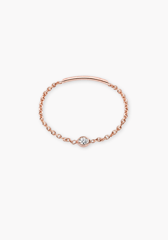 Gold Chain Ring with Solitaire Diamond