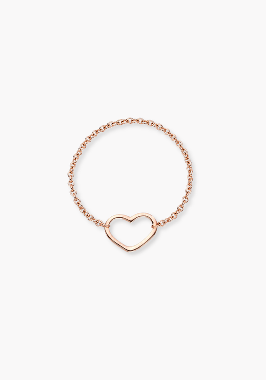 Gold Chain ring With Heart