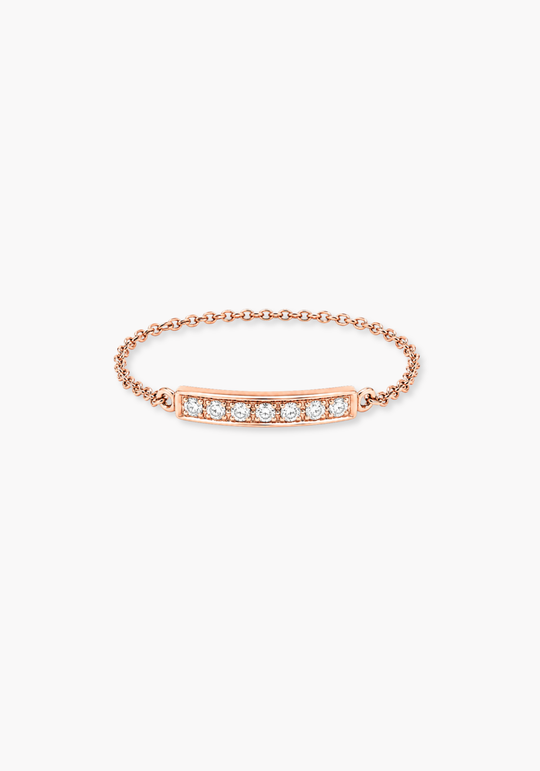 Gold Chain Ring with Diamonds Bar