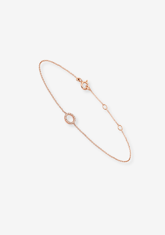 Pulseira em ouro rosa com círculo de diamantes