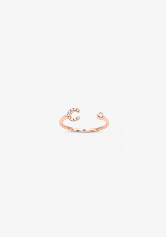 Letter C Gold Ring