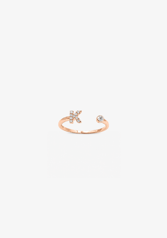 Letter K Gold Ring