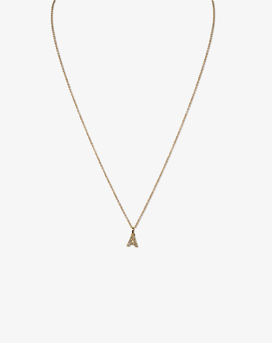Pink Gold Necklace with Letter A and Diamonds