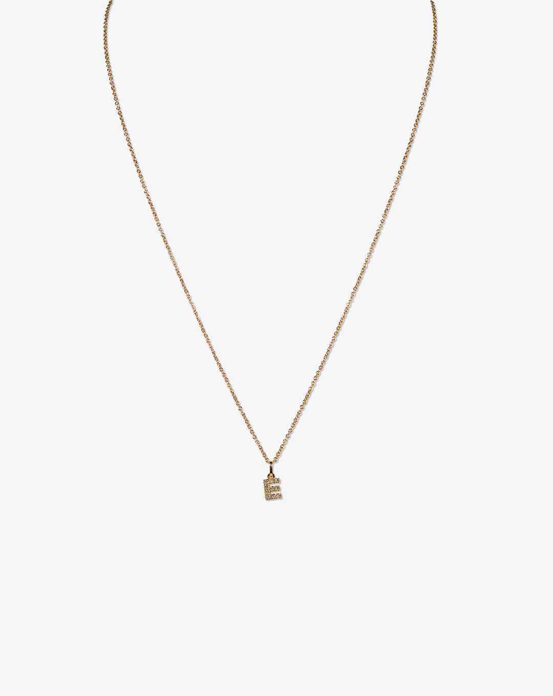 Pink Gold Necklace with Letter E and Diamonds