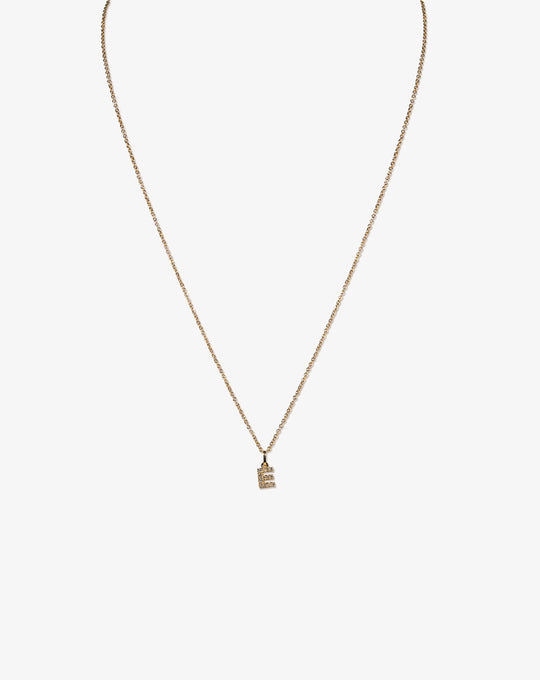 Pink Gold Necklace with Letter E and Diamonds