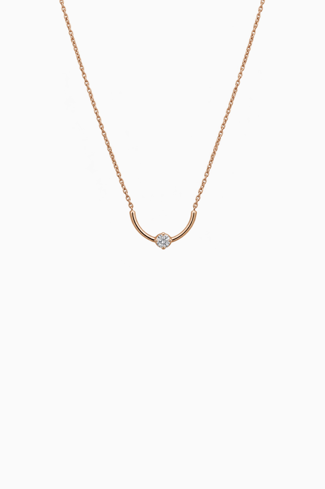 Colar de Ouro Rosa com Arco e Diamante