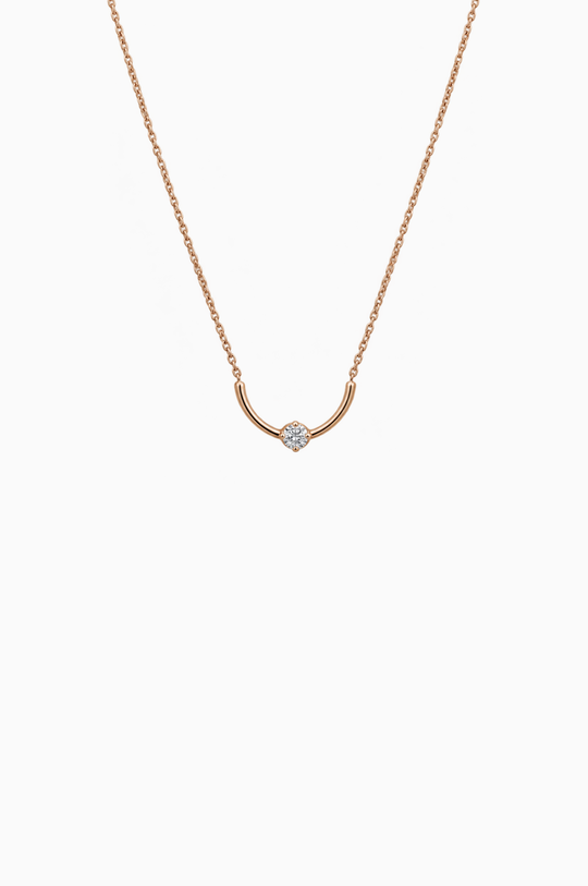 Colar de Ouro Rosa com Arco e Diamante
