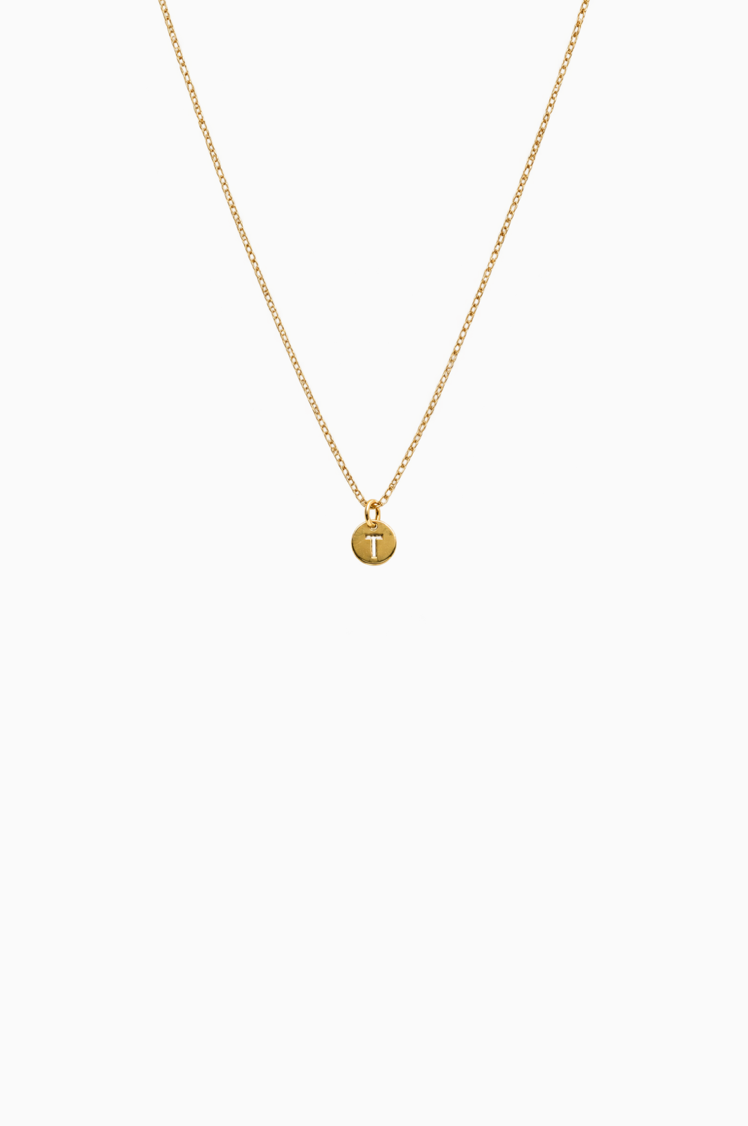 Yellow Gold Necklace with Letter T