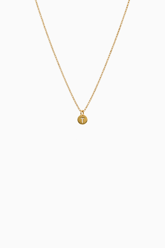 Yellow Gold Necklace with Letter T