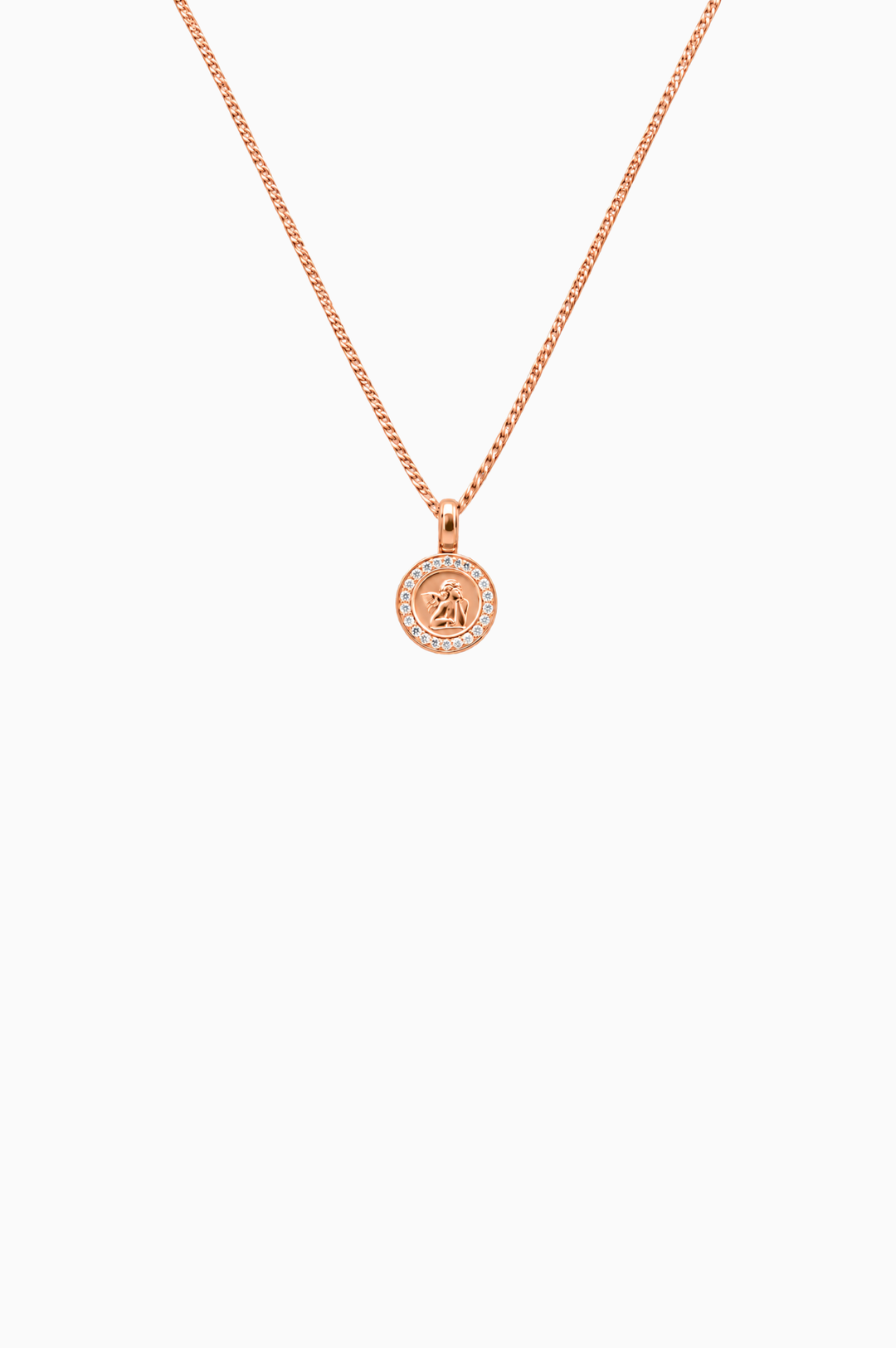 Guardian Angel Pink Gold Necklace with Diamonds