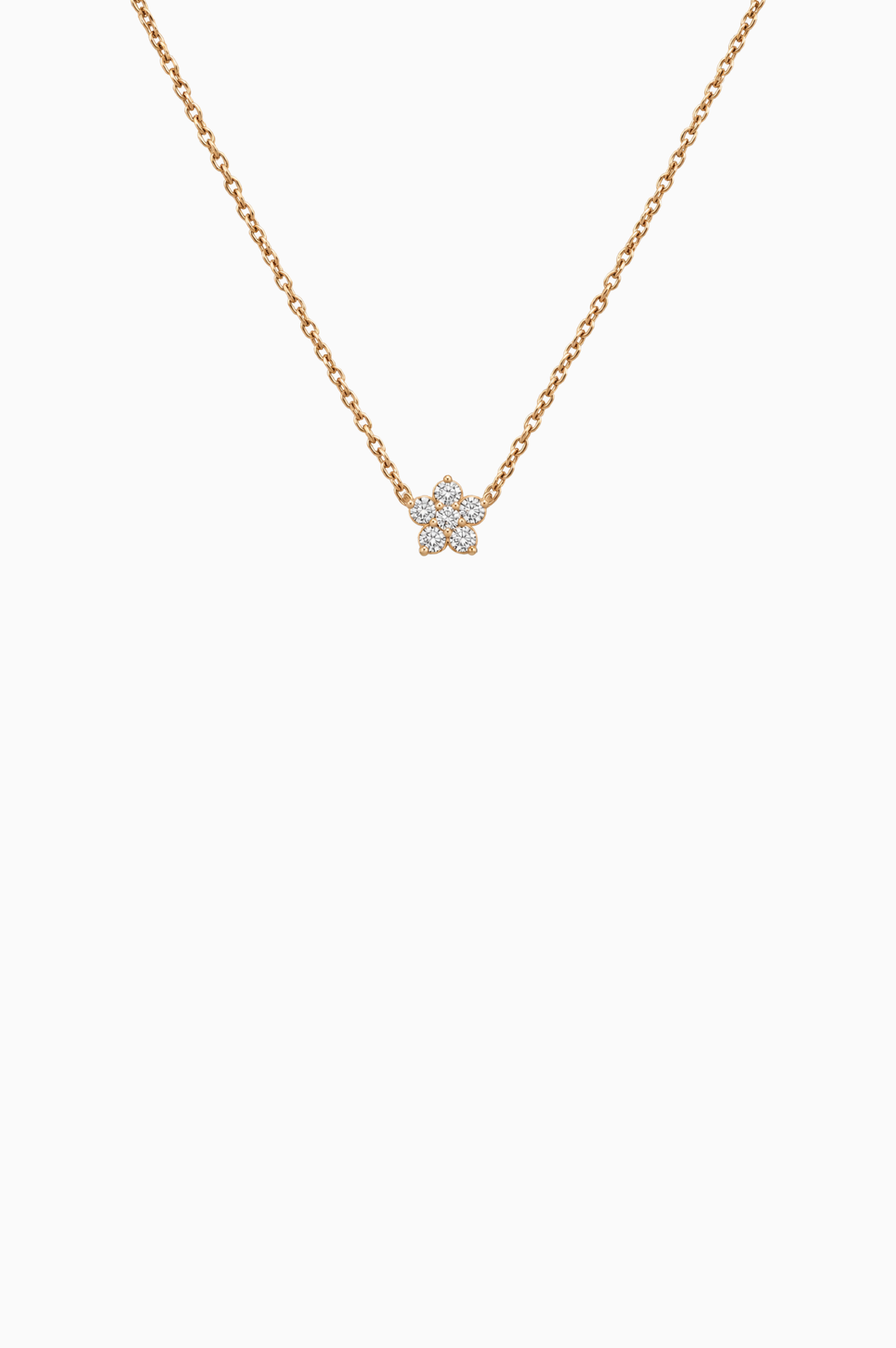 Flower Pink Gold Necklace with Diamonds