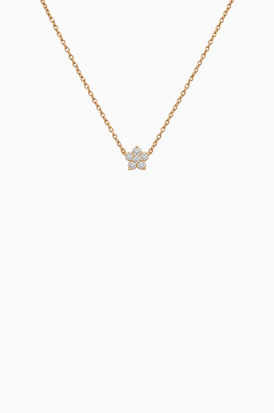 Flower Pink Gold Necklace with Diamonds