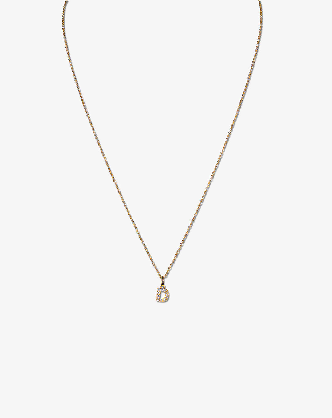 Pink Gold Necklace with Letter D and Diamonds