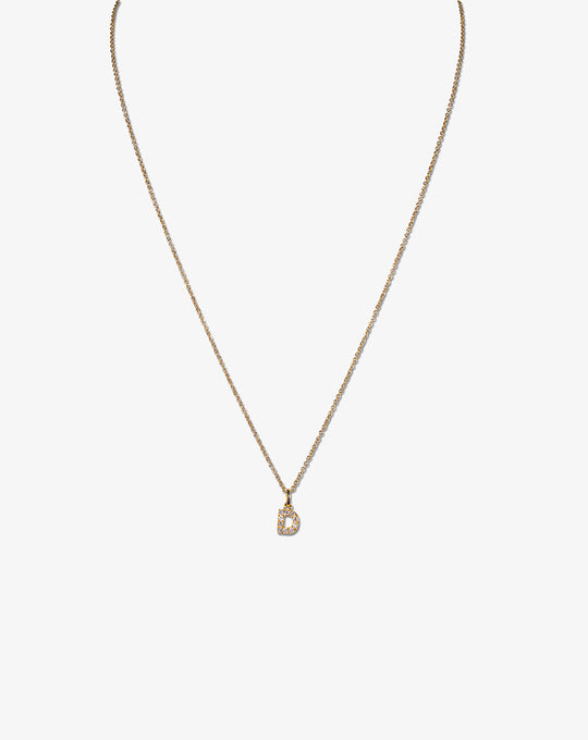 Pink Gold Necklace with Letter D and Diamonds