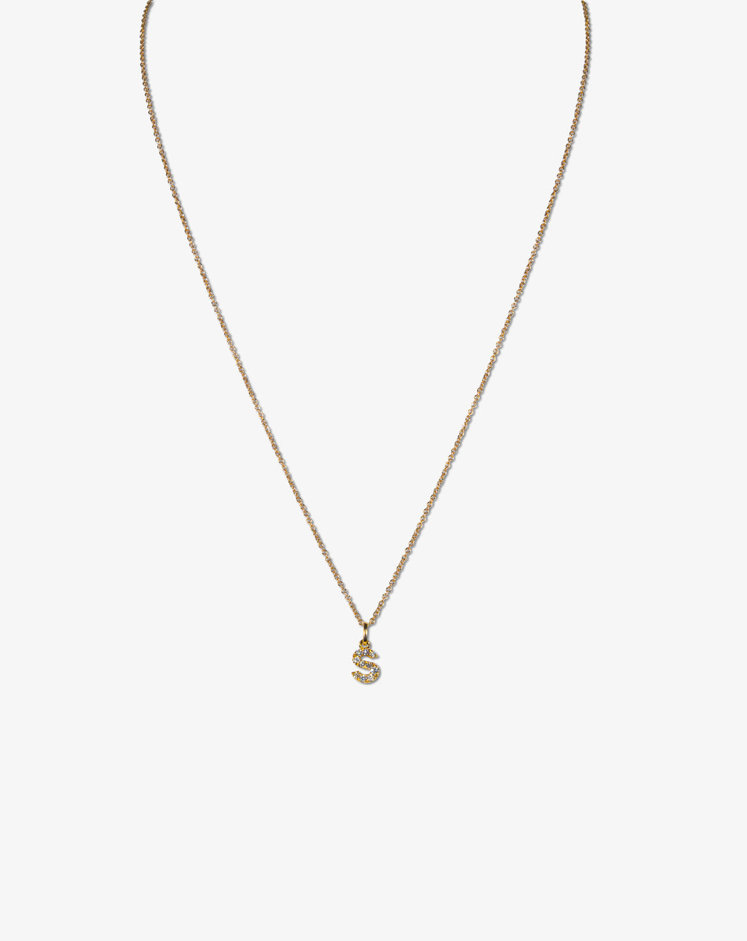 Pink Gold Necklace with Letter S and Diamonds