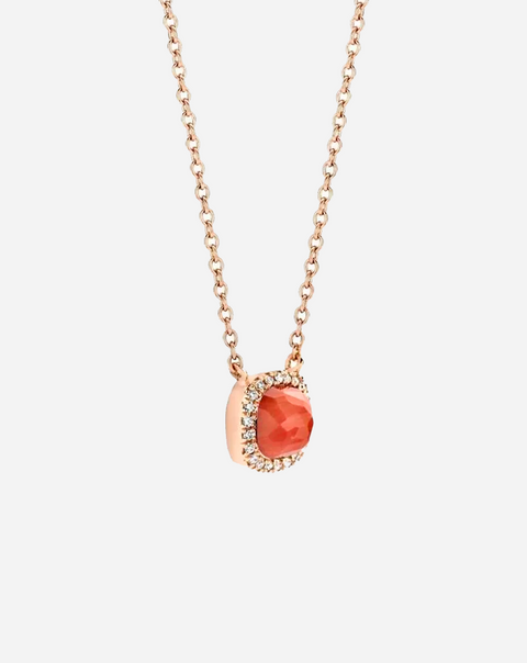 Gold with Diamonds and Coral Necklace