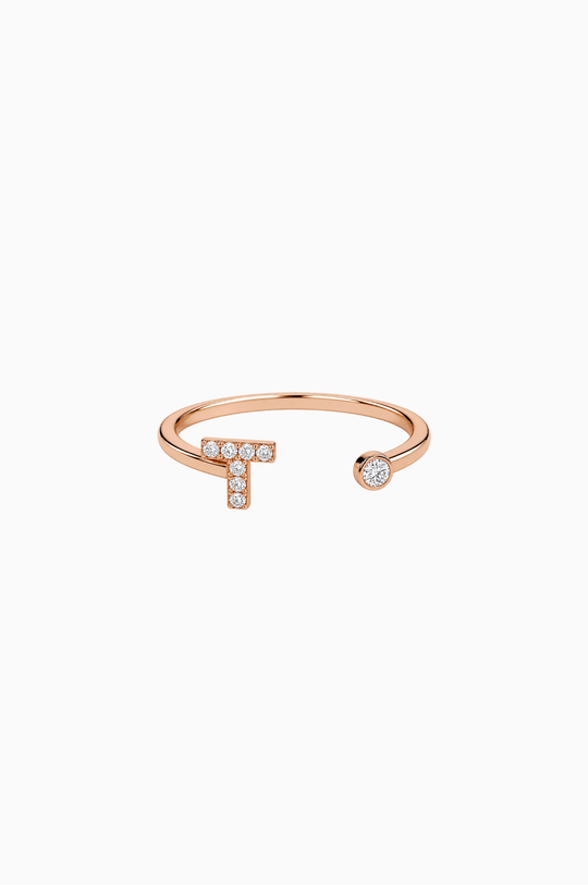 Letter T Gold Ring