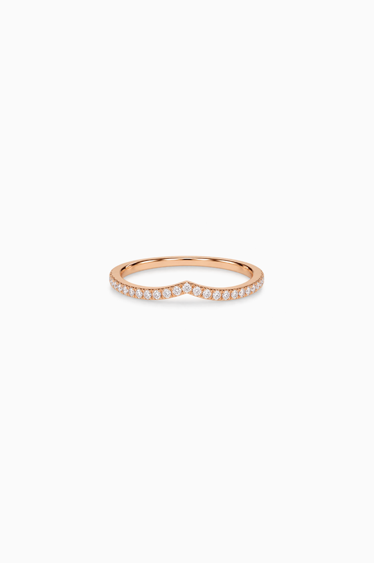 Pink Gold V Ring with Diamonds