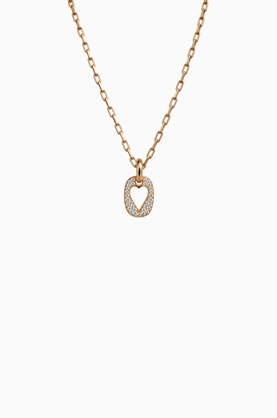 Pink Gold Necklace with Heart and Diamonds