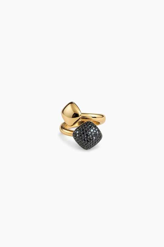 Yellow Gold Ring With Black Diamonds