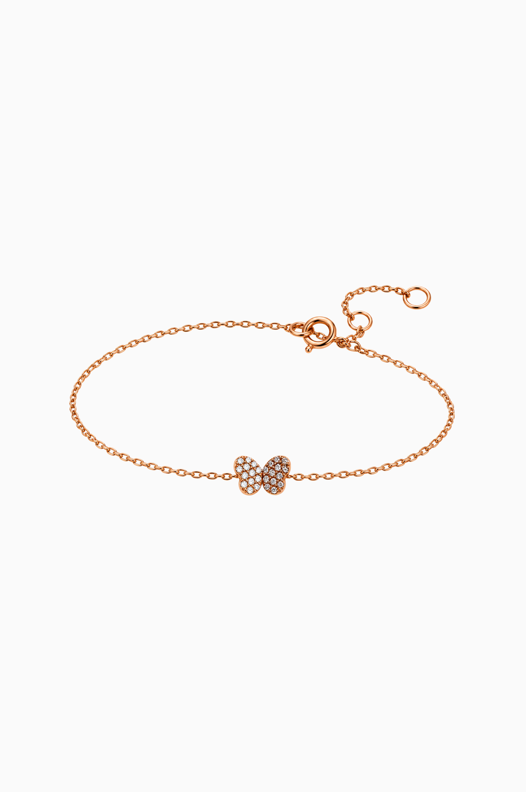Butterfly Pink Gold Chain Bracelet with Diamonds