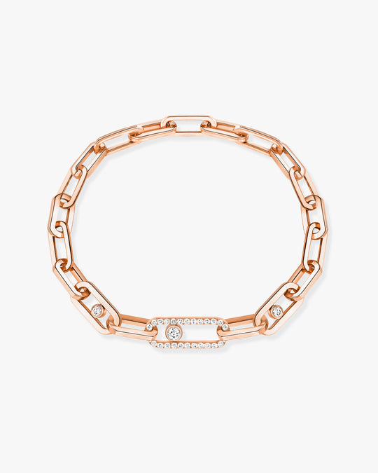 Pulseira Move Link em ouro rosa e diamantes