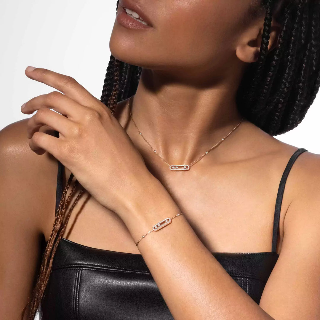 Pink Gold Necklace Baby Move Pavé