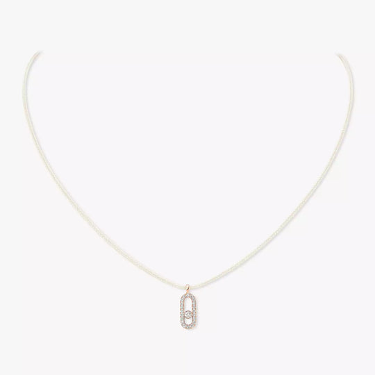 Cream Cord Pavé Necklace