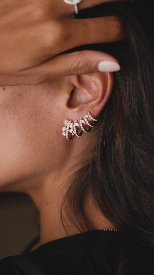 Round Pink Gold and Diamond Earrings