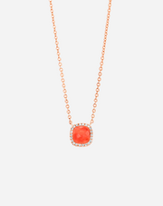 Gold with Diamonds and Coral Necklace