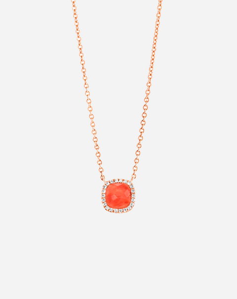 Gold with Diamonds and Coral Necklace