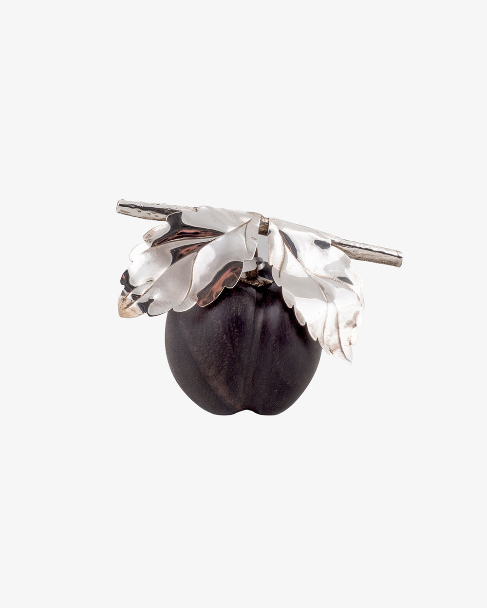 Plum in Wood with Leaves in Silver