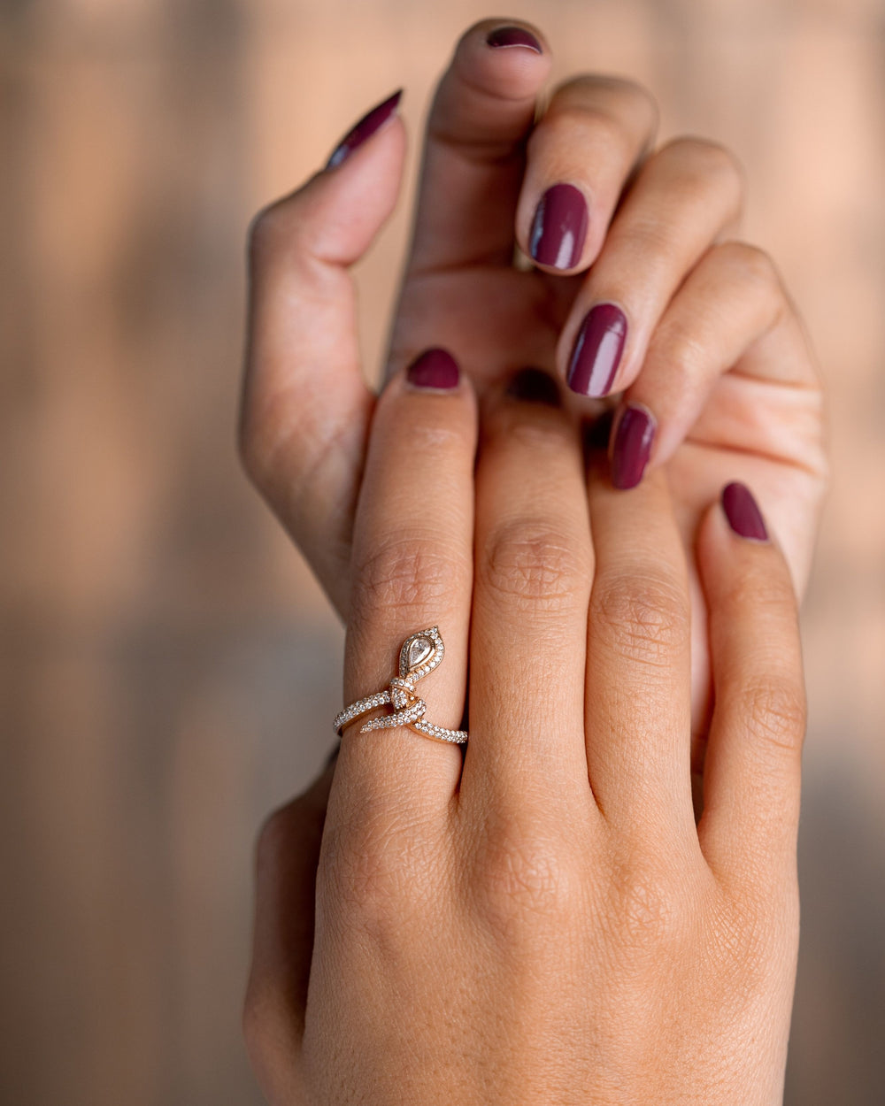 Rose Gold and Diamonds snake Ring