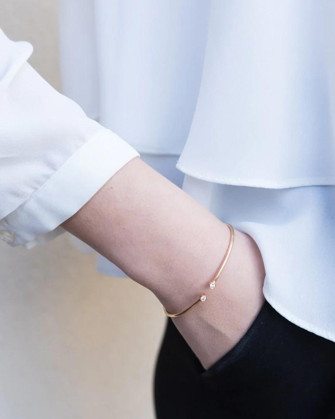 Gold Bracelet with Two Diamonds