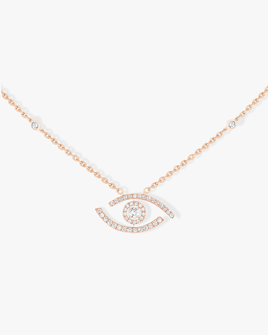 Lucky Eye Pavé Necklace - Rose Gold