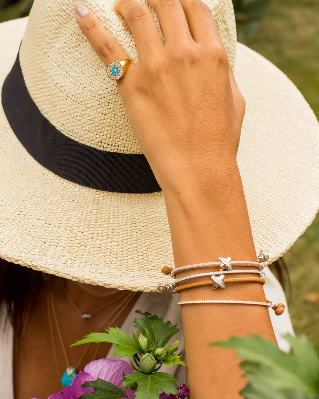 Leather Bracelet with Diamond Cross